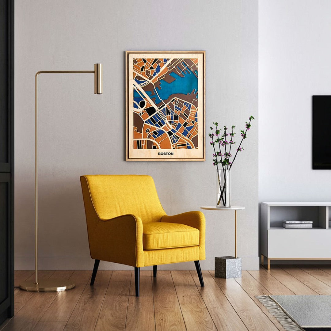 Wooden Wall Art - Boston City Map