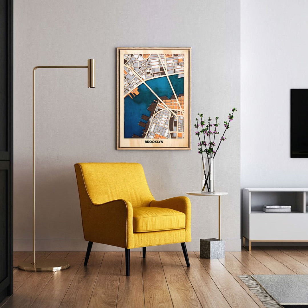 Wooden Wall Art - Brooklyn City Map