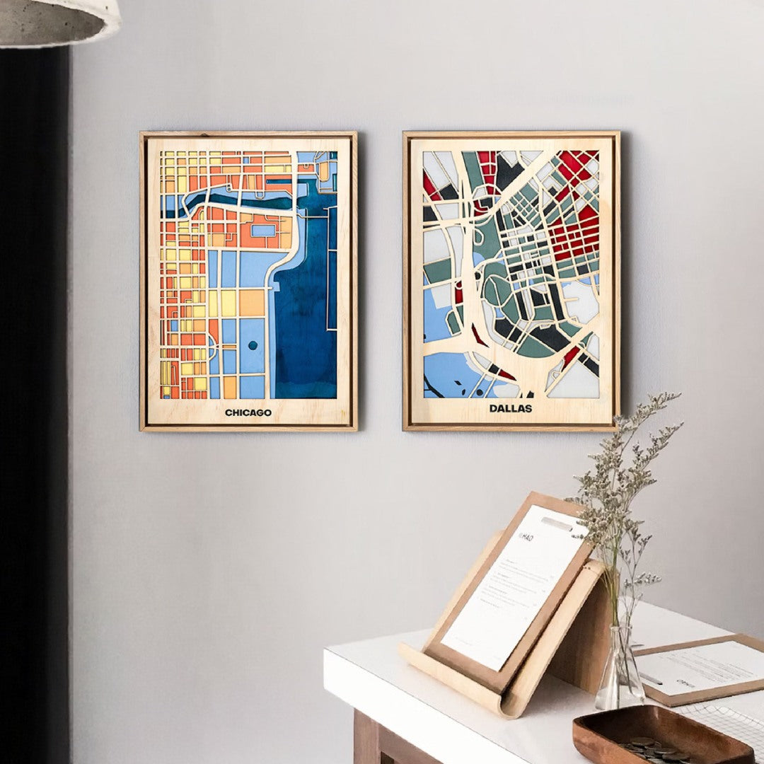 Wooden Wall Art - Chicago City Map