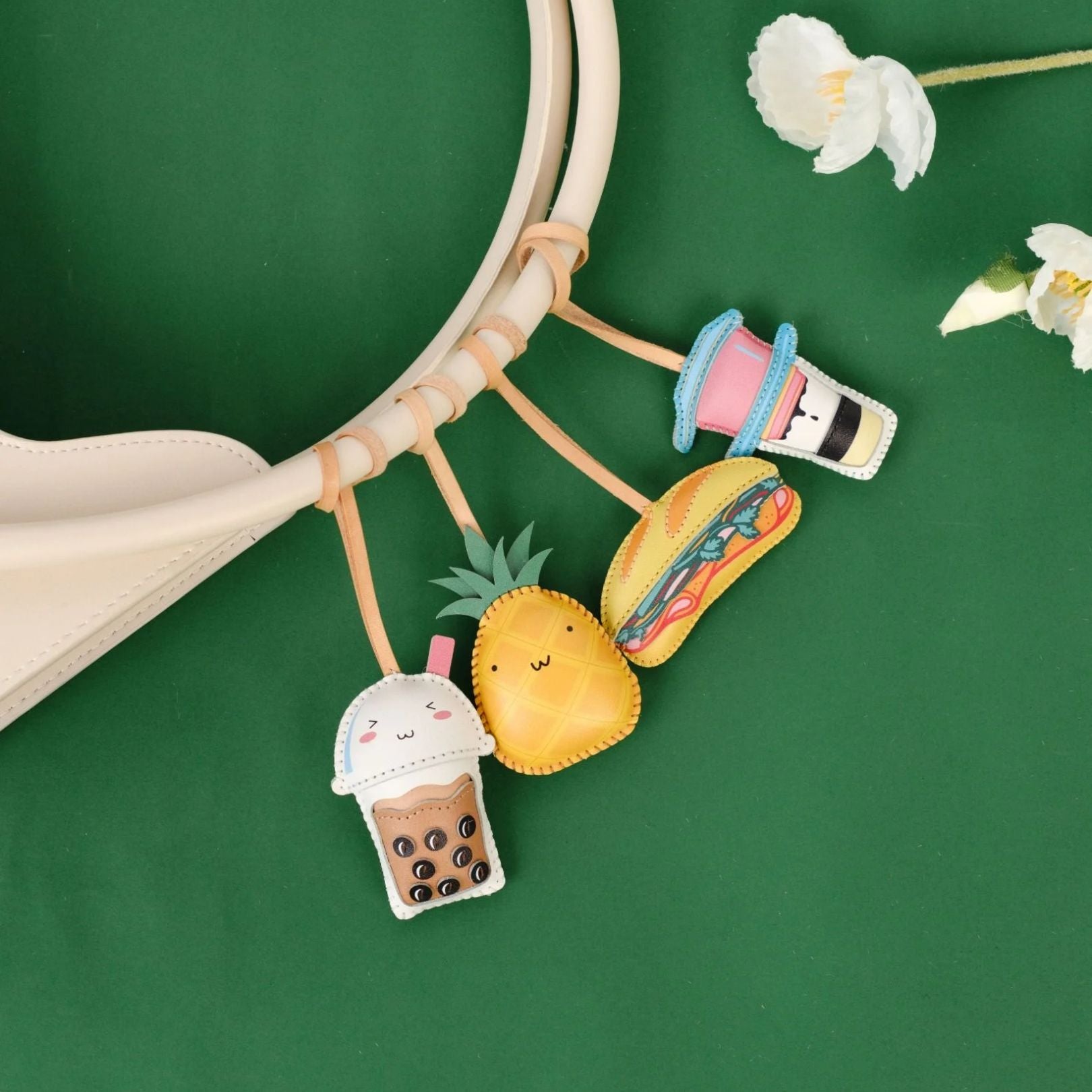 Leather Bag Charm - Food Collection