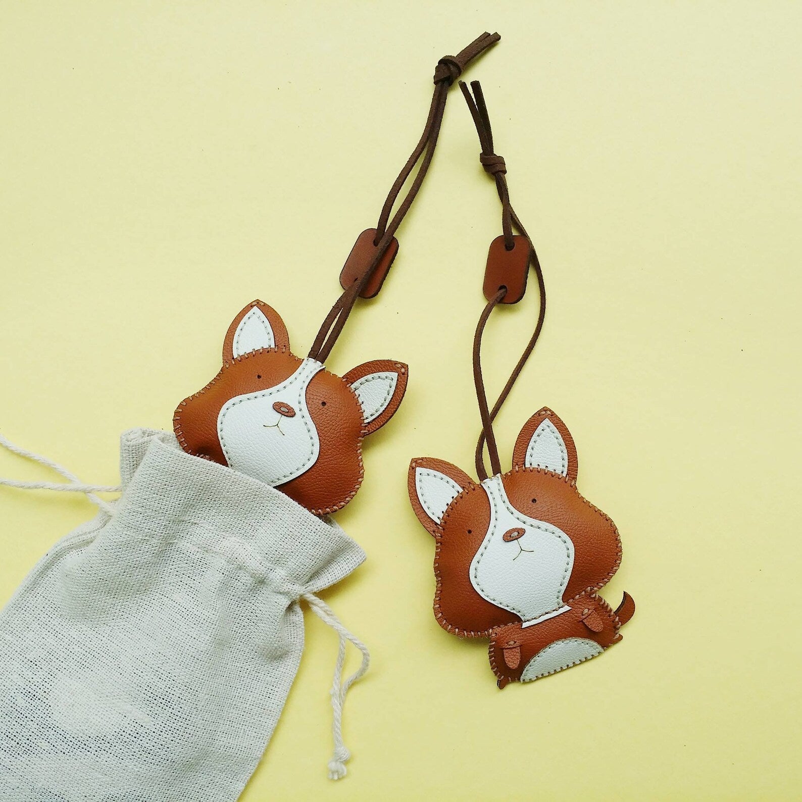 Corgi Leather Bag Charms