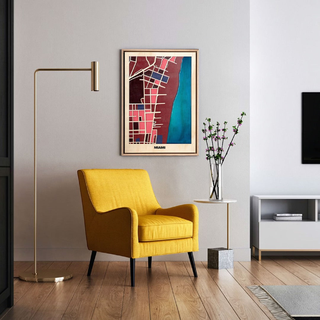 Wooden Wall Art - Miami City Map