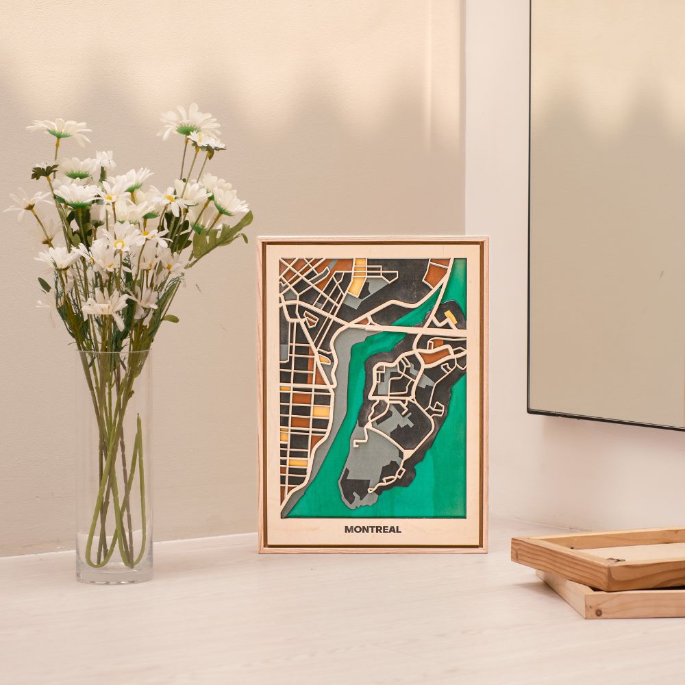 Wooden Wall Art - Montreal City Map