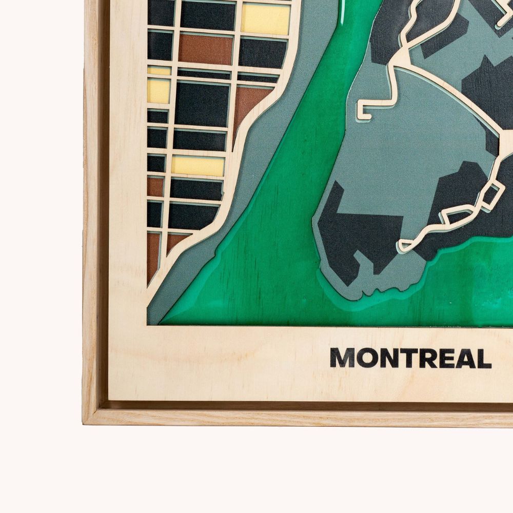 Wooden Wall Art - Montreal City Map