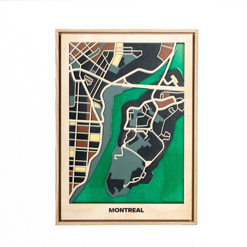 Wooden Wall Art - Montreal City Map