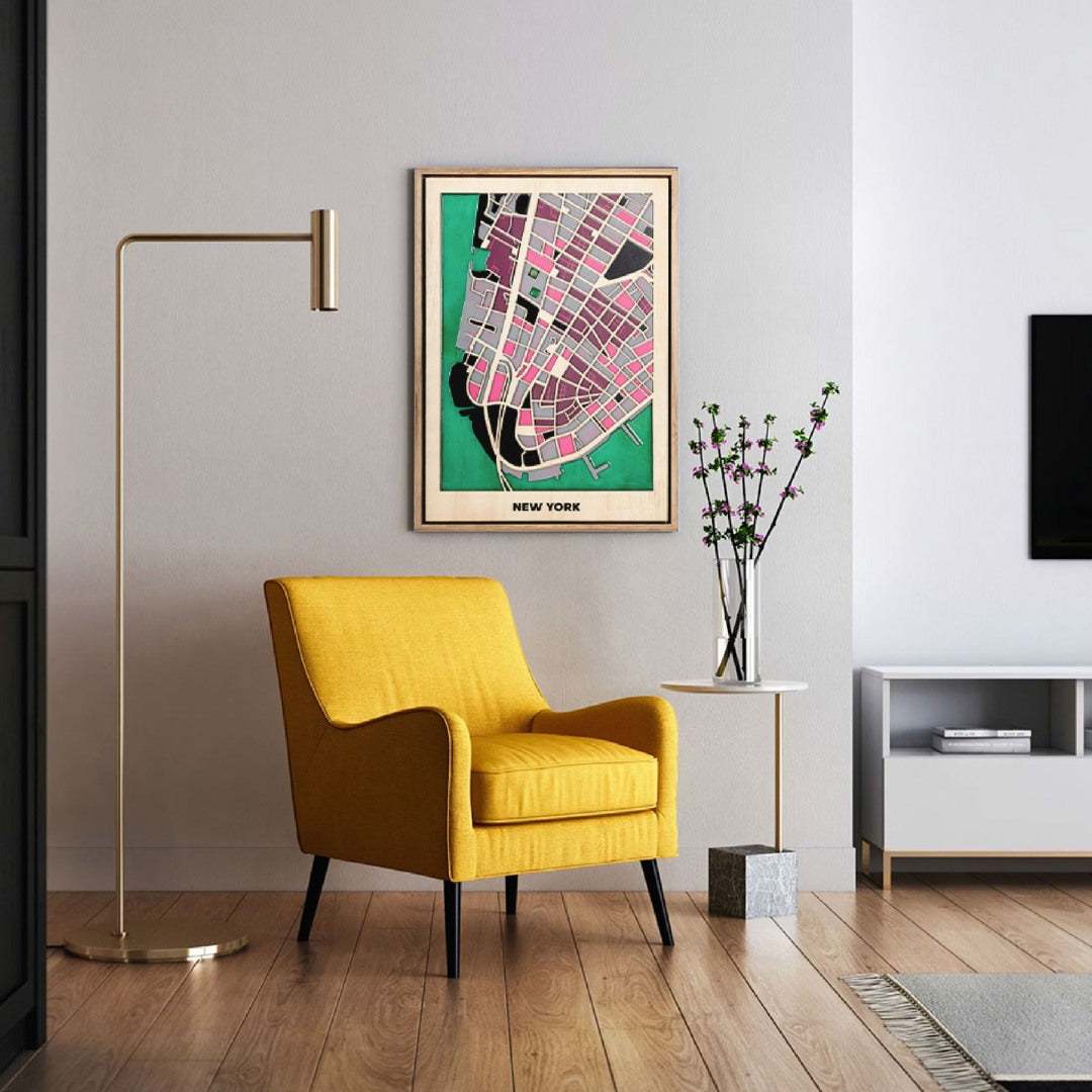Wooden Wall Art - New York City Map
