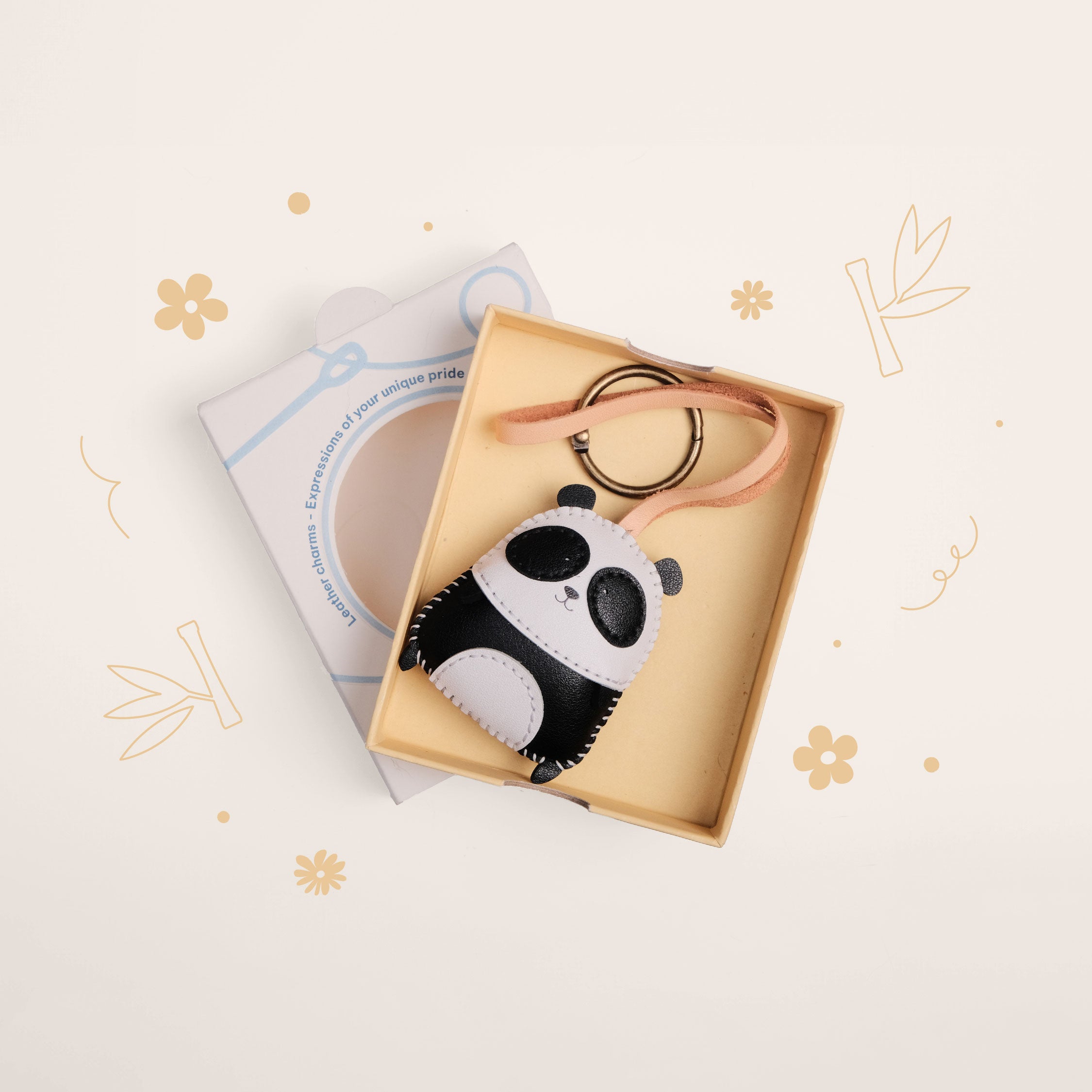 panda leather bag charms