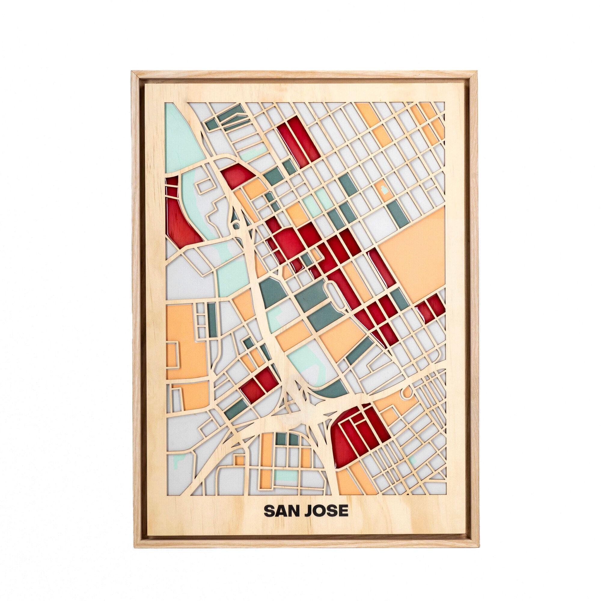 Wooden Wall Art - San Jose City Map