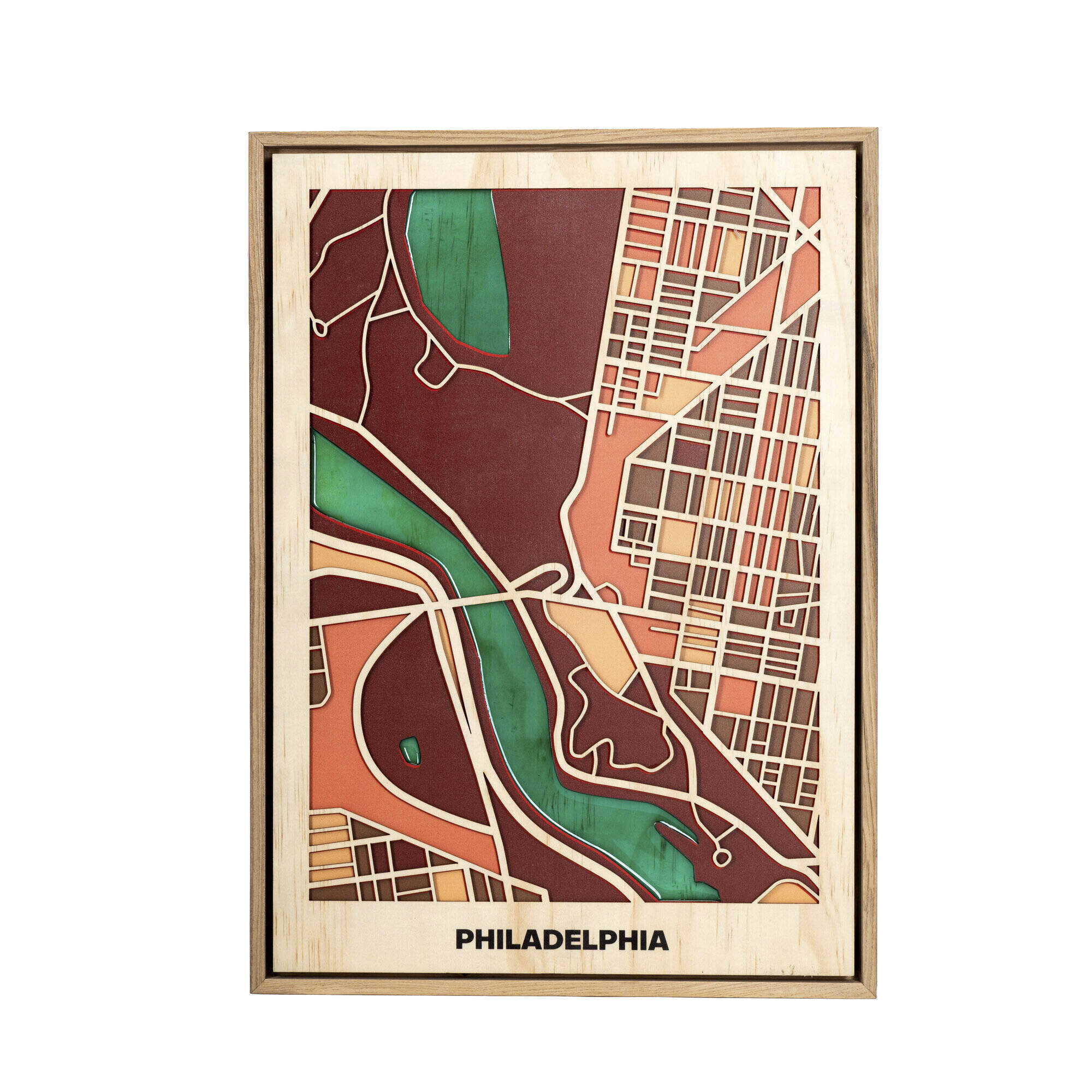 Wooden Wall Art - Philadelphia City Map