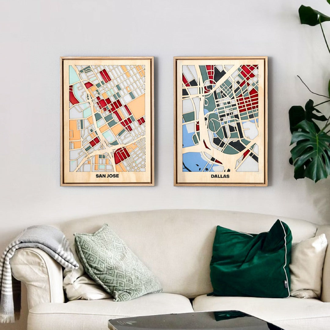 Wooden Wall Art - San Jose City Map