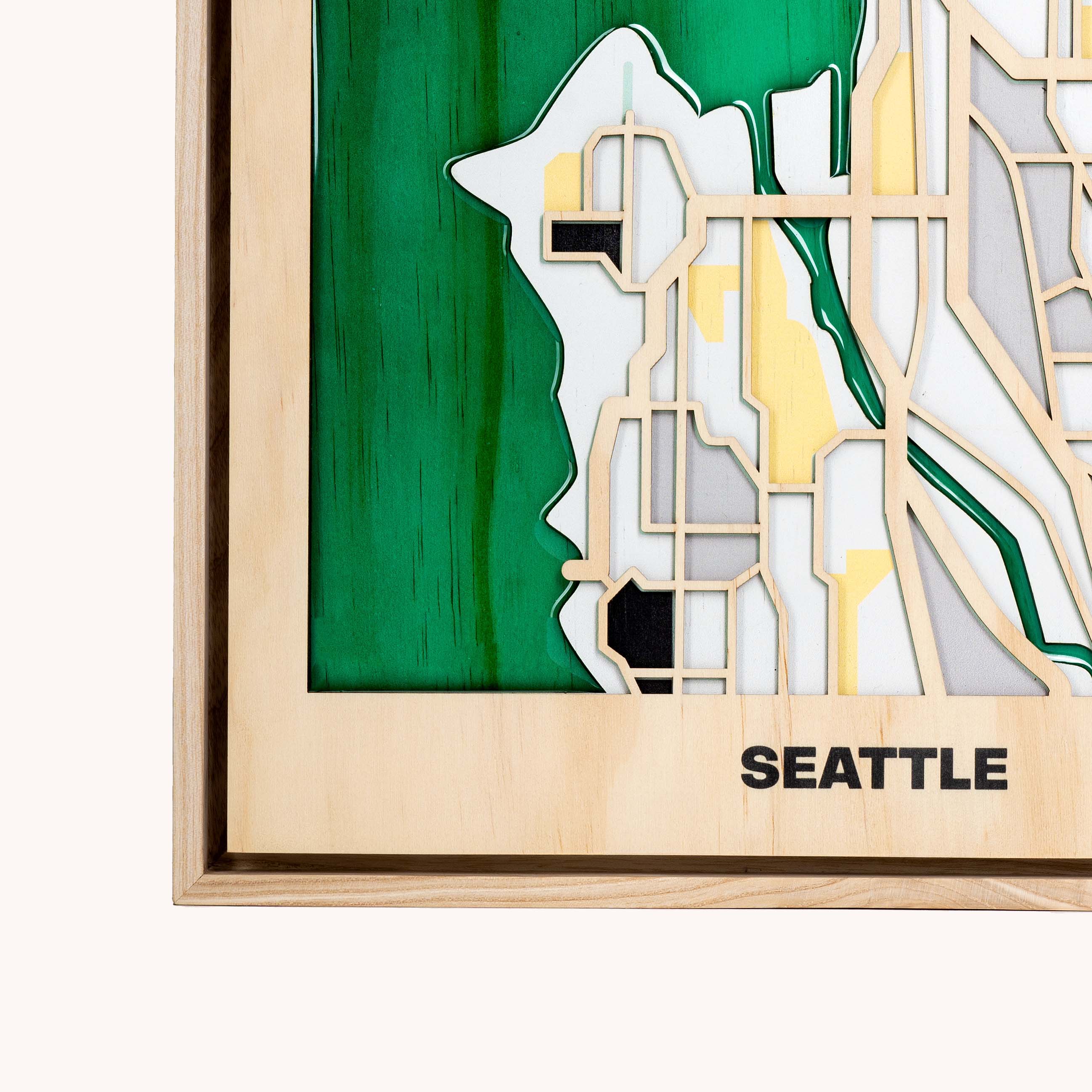 Wooden Wall Art - Seatle City Map