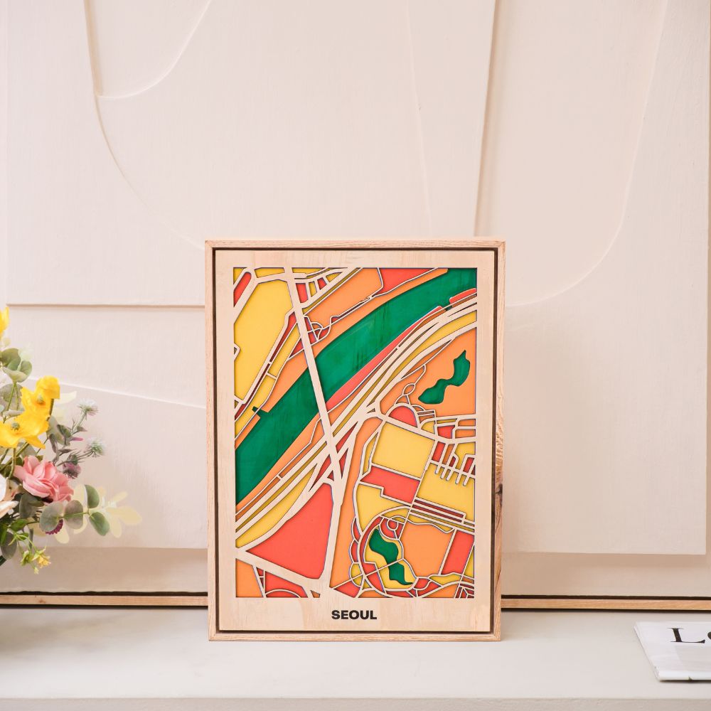 Wooden Wall Art - Seoul City Map