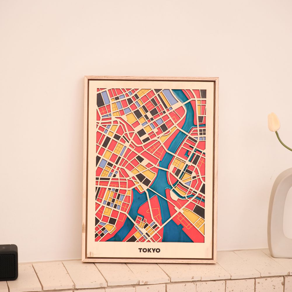 Wooden Wall Art - Tokyo City Map