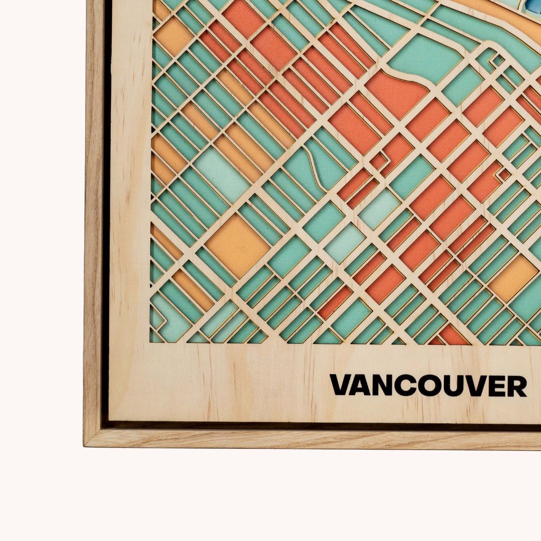 Wooden Wall Art - Vancouver City Map