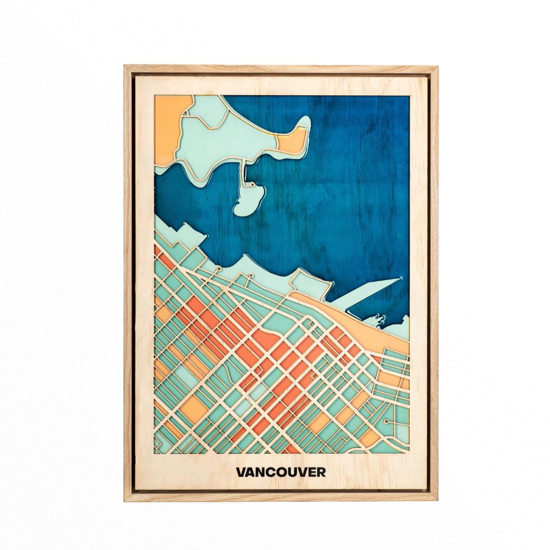 Wooden Wall Art - Vancouver City Map